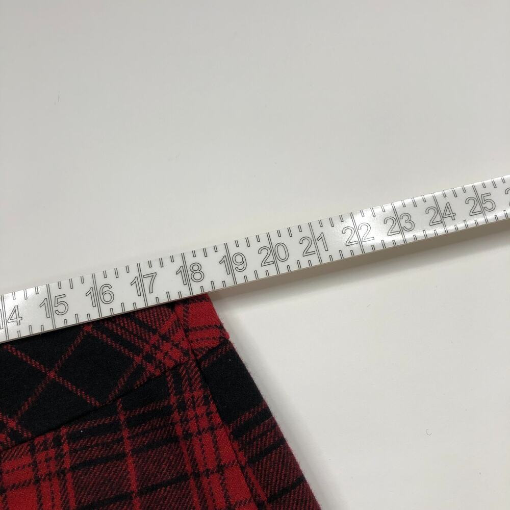 Eddie Bauer 14 (Fits 36In) Wool Blend Zip Plaid Mini Skirt Black Red MINT - Picture 3 of 11
